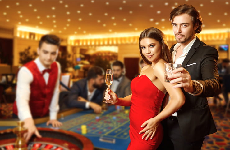 Couple is Having Fun While Playing Roulette