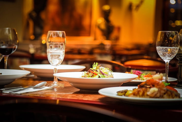 Table for Four With Several Dishes